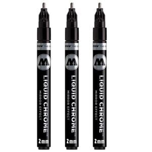 Molotow Liquid Chrome Marker, 2 mm, with Special Ink Mirror Effect. 3 pack. NIB!
